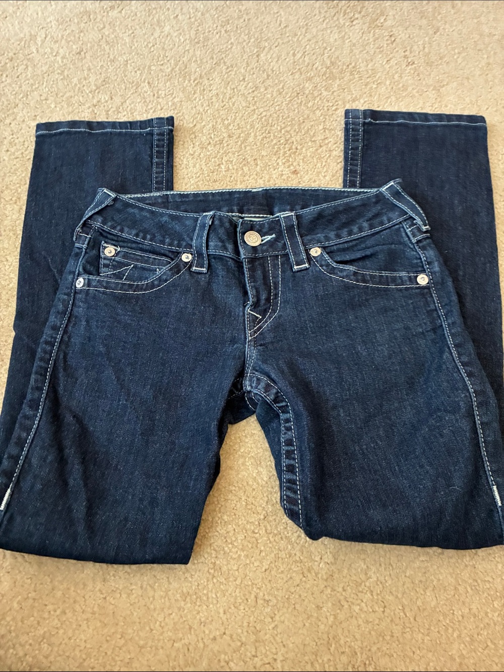True Religion Indigo Skinny Jeans with Contrast Stitching